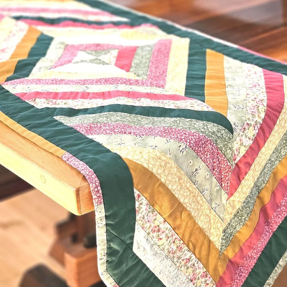 Vintage Quilted Cotton Table Runner - Made in Canada - Farmhouse Style